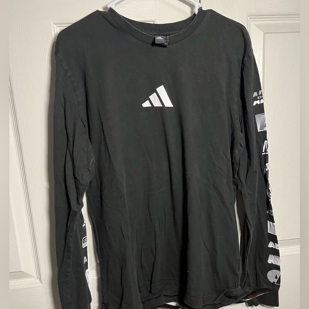 Adidas Men's Black Graphic Long Sleeve Tee